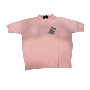Kashmir Lambs Wool Sweater Pink Short Sleeve Size 36 Fully Fashioned‎
